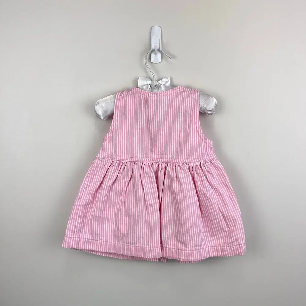 Vintage OshKosh B'Gosh Pink Striped Jumper Dress 12 Months